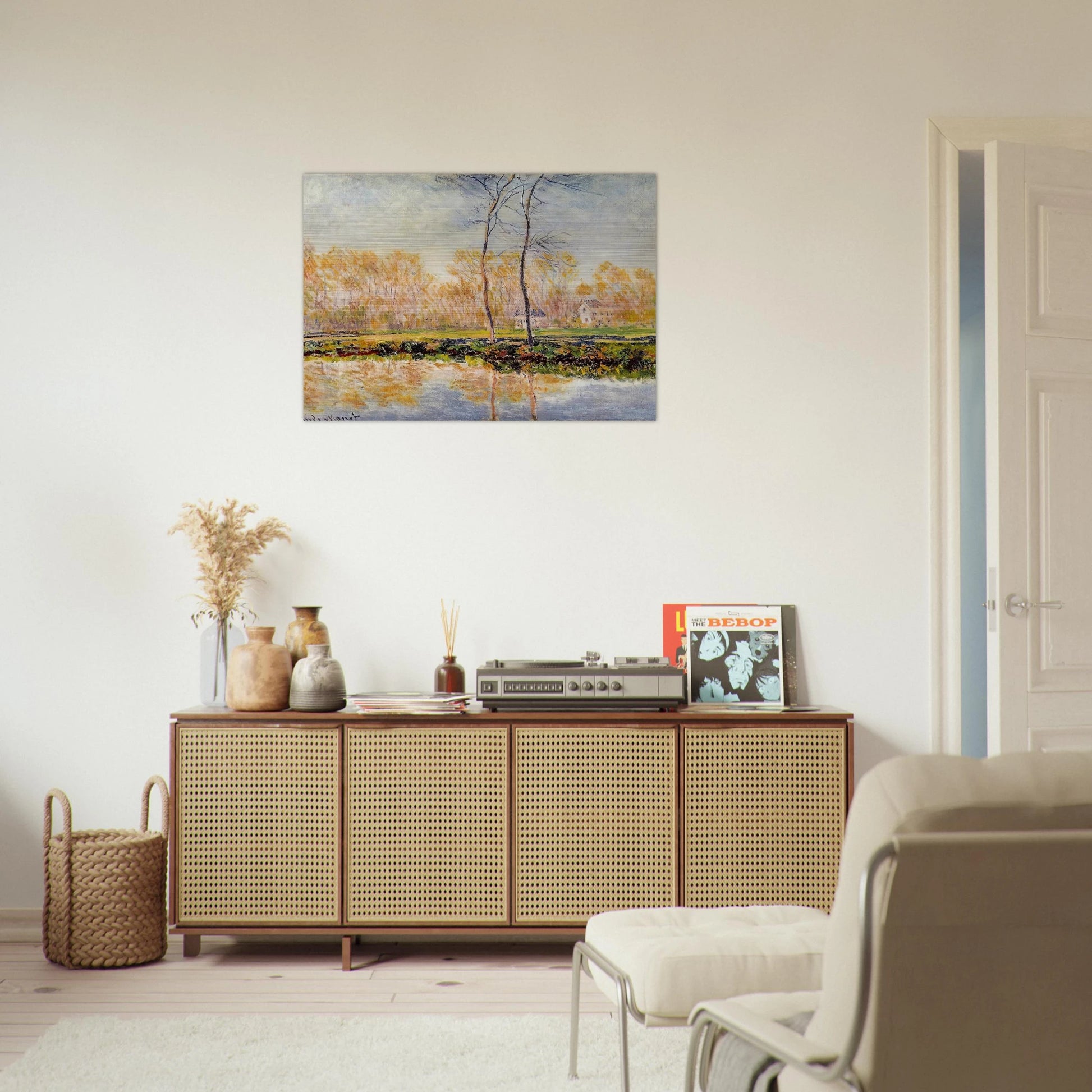 The Banks of the River Epte at Giverny - claude monet Brushed Aluminum Print - 70x100 cm / 28x40 inches | claude monet Aluminum Print | claude monet Prints