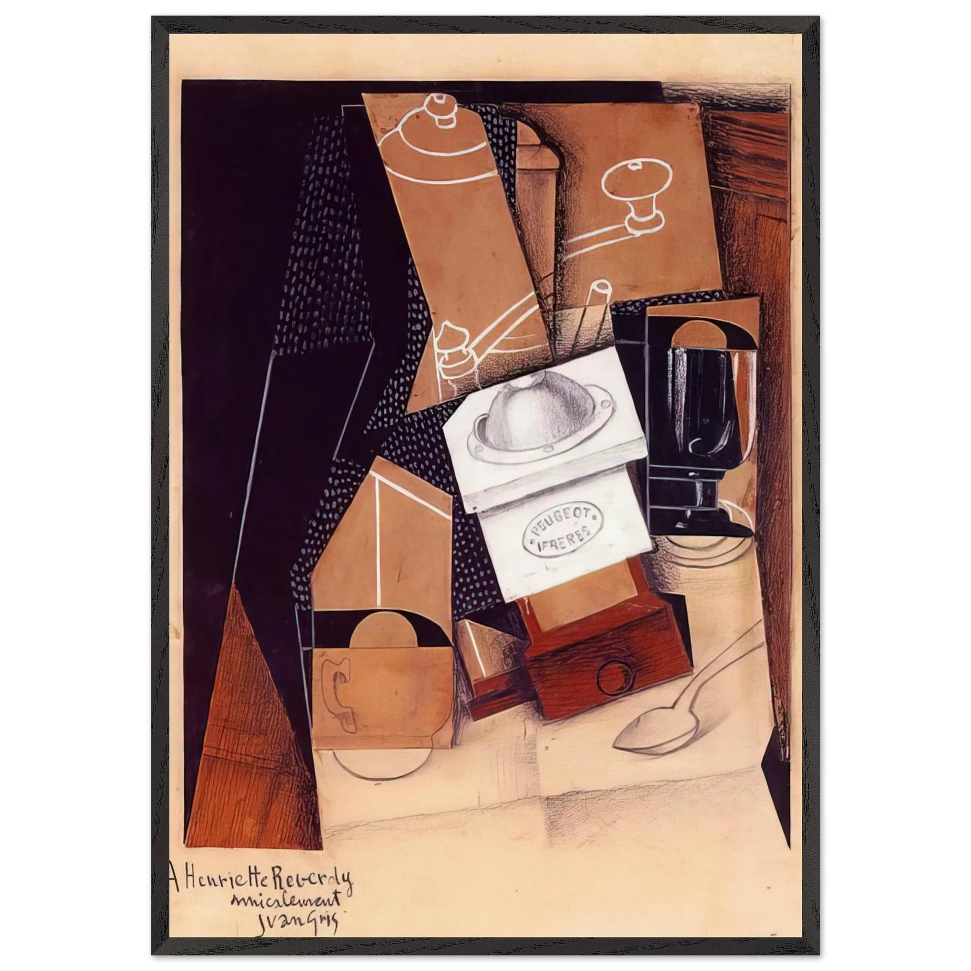 THE COFFEE GRINDER 1916 - Juan Gris Framed Art Print – Black Wooden Frame - Default Title - -Framed Art Print