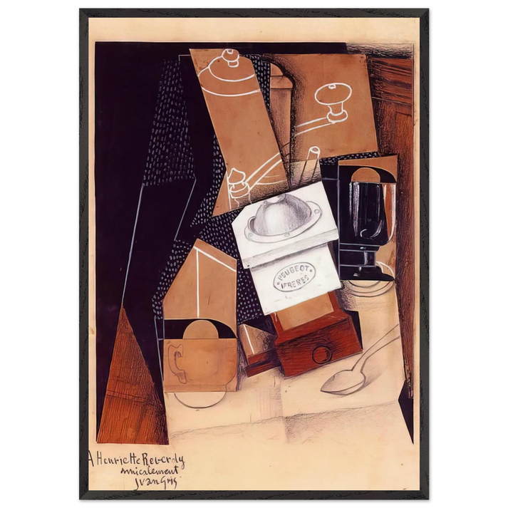 THE COFFEE GRINDER 1916 - Juan Gris 70x100 cm / 28x40 inches Framed Art Print – Black Wooden Frame