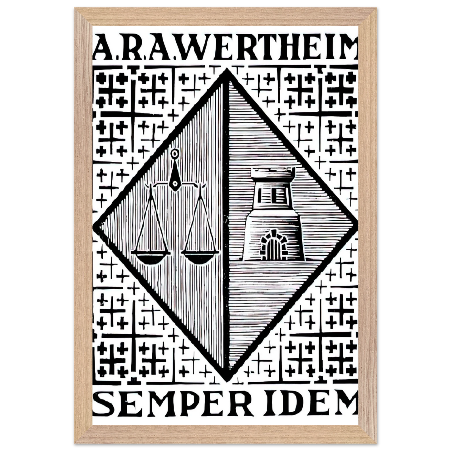 MC Escher - BOOKPLATE A R A WERTHEIM Wall Art - 30x40 cm / 12x16 inches - Premium Wooden Framed Poster With Fine Art Paper - White frame