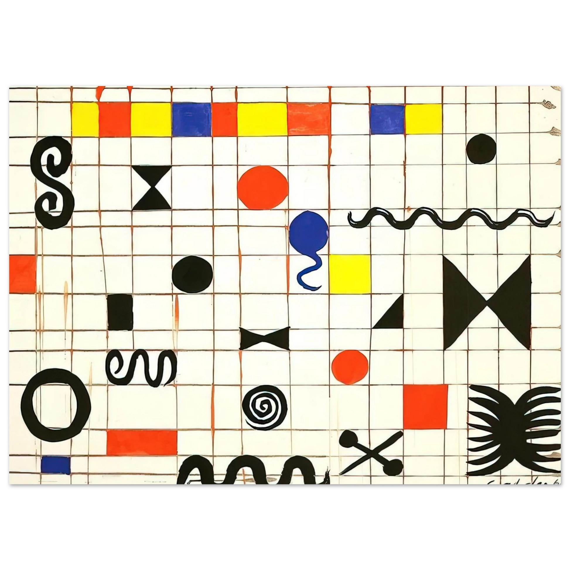 Alexander Calder - GRID WITH SYMBOLS 1966 Fine Art Poster - 75x100 cm / 30x40 inches
