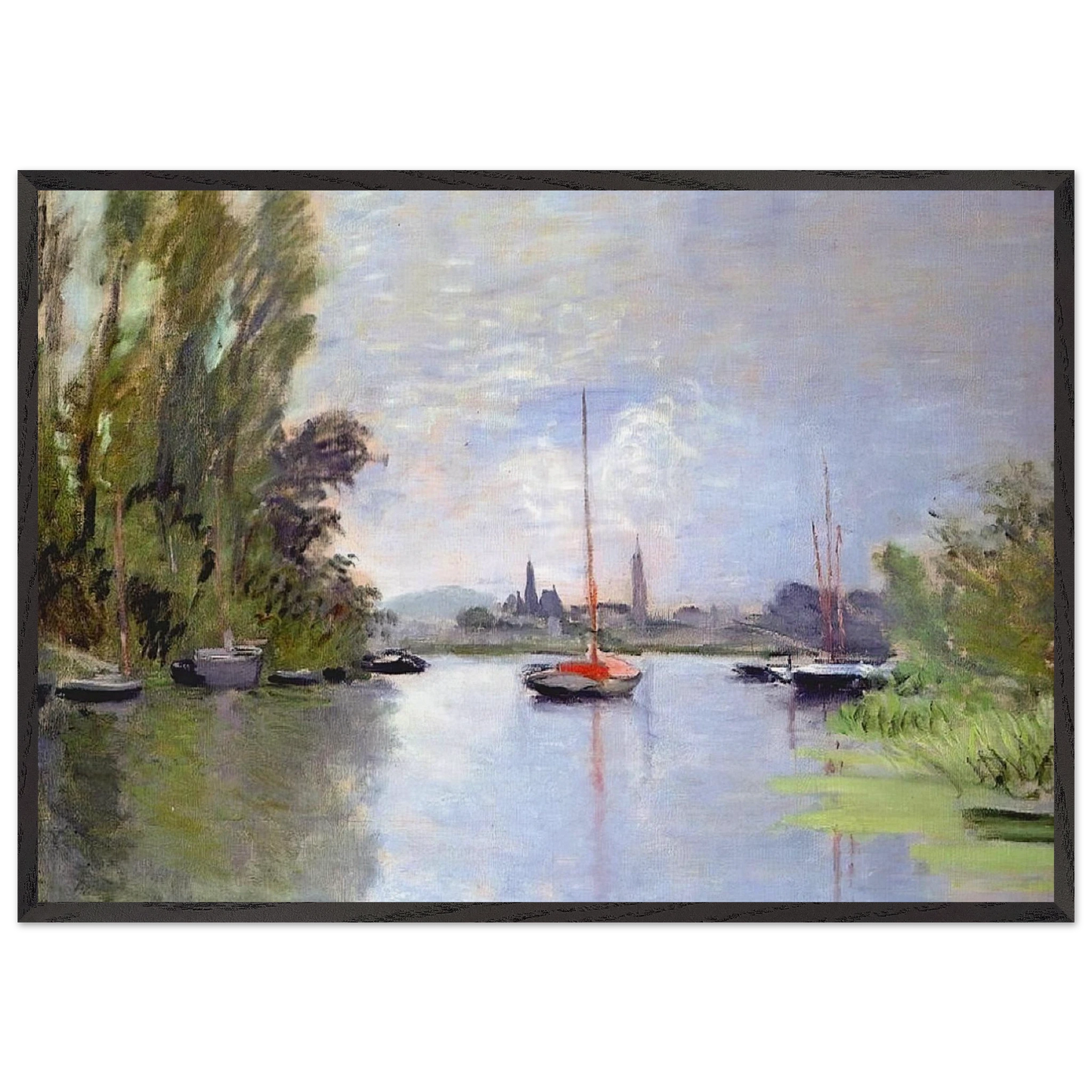 Argenteuil Seen from the Small Arm of the Seine - claude monet Framed Art Print – Black Wooden Frame - Default Title - -Framed Art Print