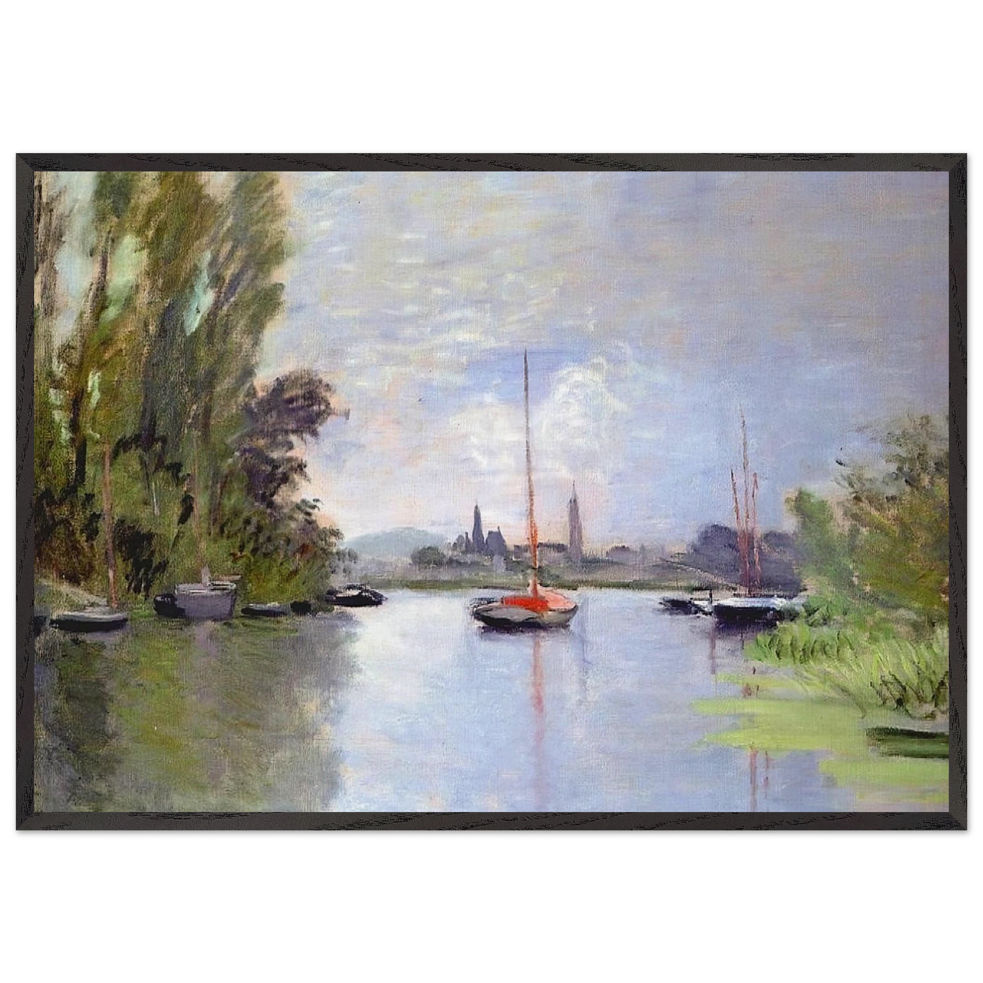 Argenteuil Seen from the Small Arm of the Seine - claude monet Framed Art Print – Black Wooden Frame - Default Title - -Framed Art Print