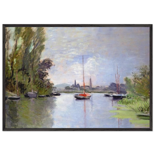 Argenteuil Seen from the Small Arm of the Seine - claude monet 70x100 cm / 28x40 inches Framed Art Print – Black Wooden Frame