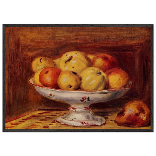 Still Life with Apples and Pears - Pierre-Auguste Renoir 70x100 cm / 28x40 inches Framed Art Print – Black Wooden Frame