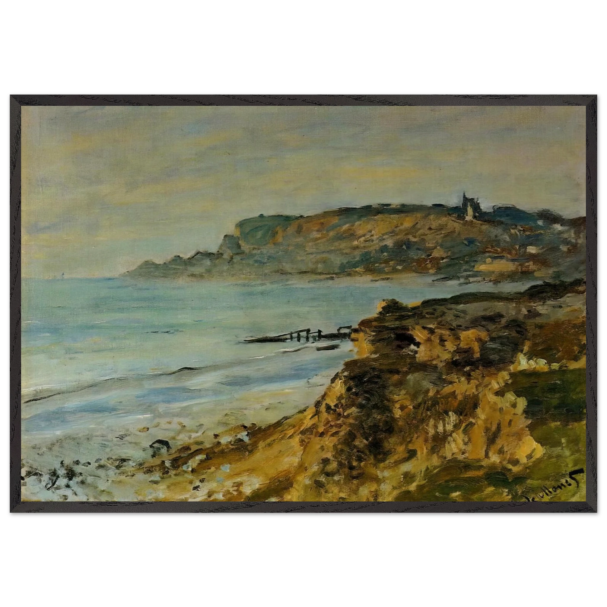 Cliff at Sainte-Adresse - claude monet Framed Art Print – Black Wooden Frame - Default Title - -Framed Art Print