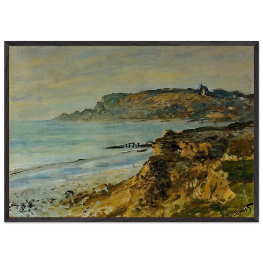 Cliff at Sainte-Adresse - claude monet 70x100 cm / 28x40 inches Framed Art Print – Black Wooden Frame
