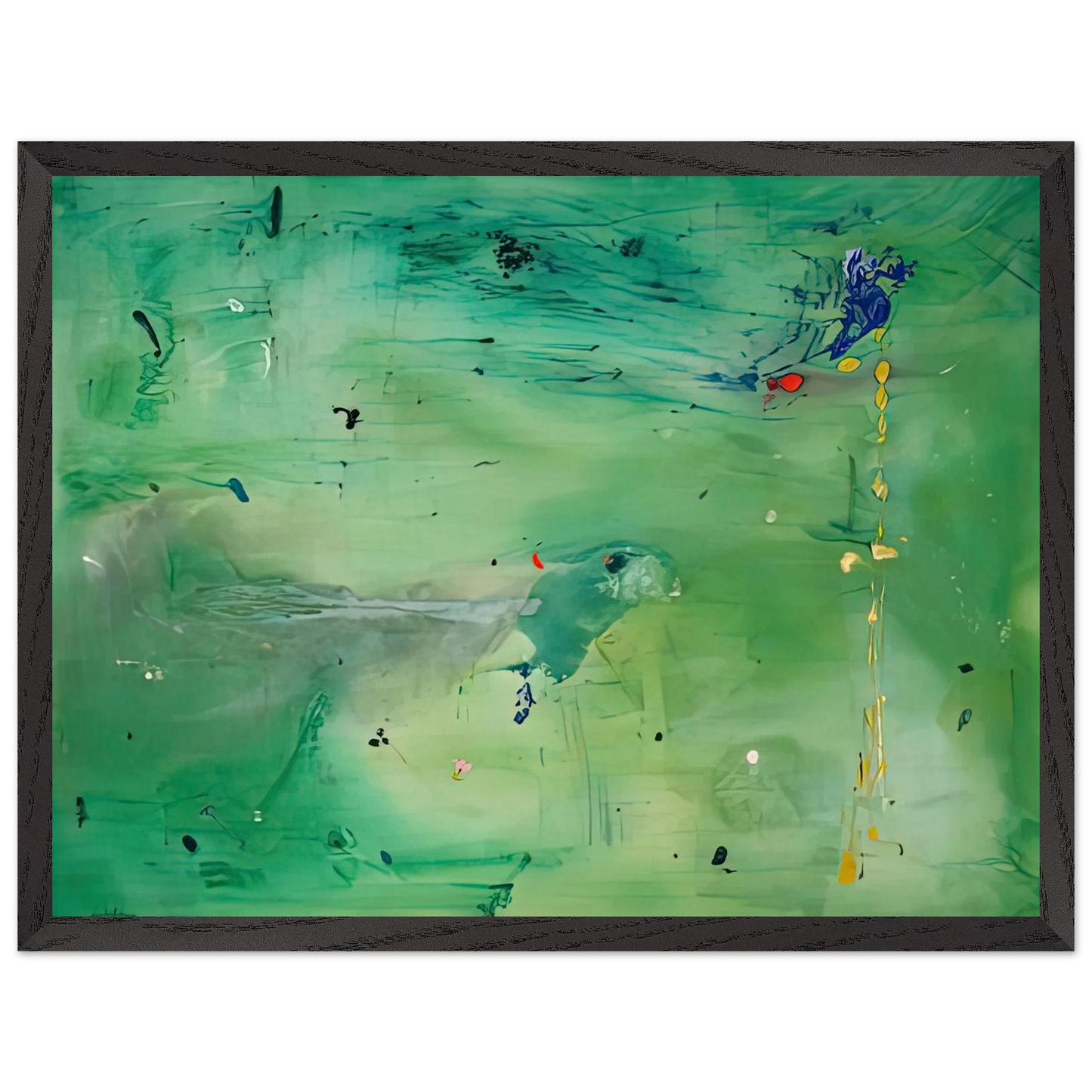 Helen Frankenthaler - A Green Thought in a Green Shade, 1981- Wall Art - 60x80 cm / 24x32 inches - Premium Wooden Framed Poster With Fine Art Paper - Black frame