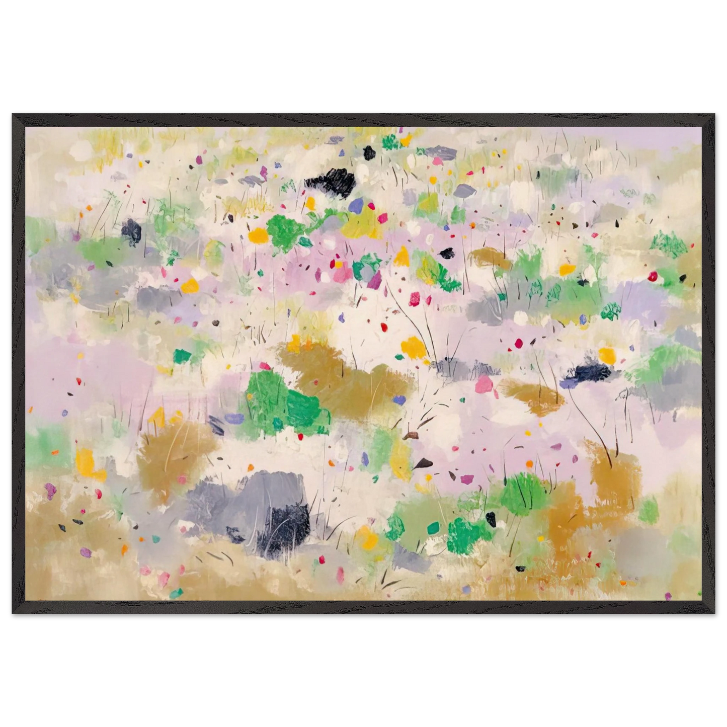 The Blooming Mountain - Abstract Expressionism Ink and wash painting - Wu Guanzhong Framed Art Print – Black Wooden Frame - Default Title - -Framed Art Print
