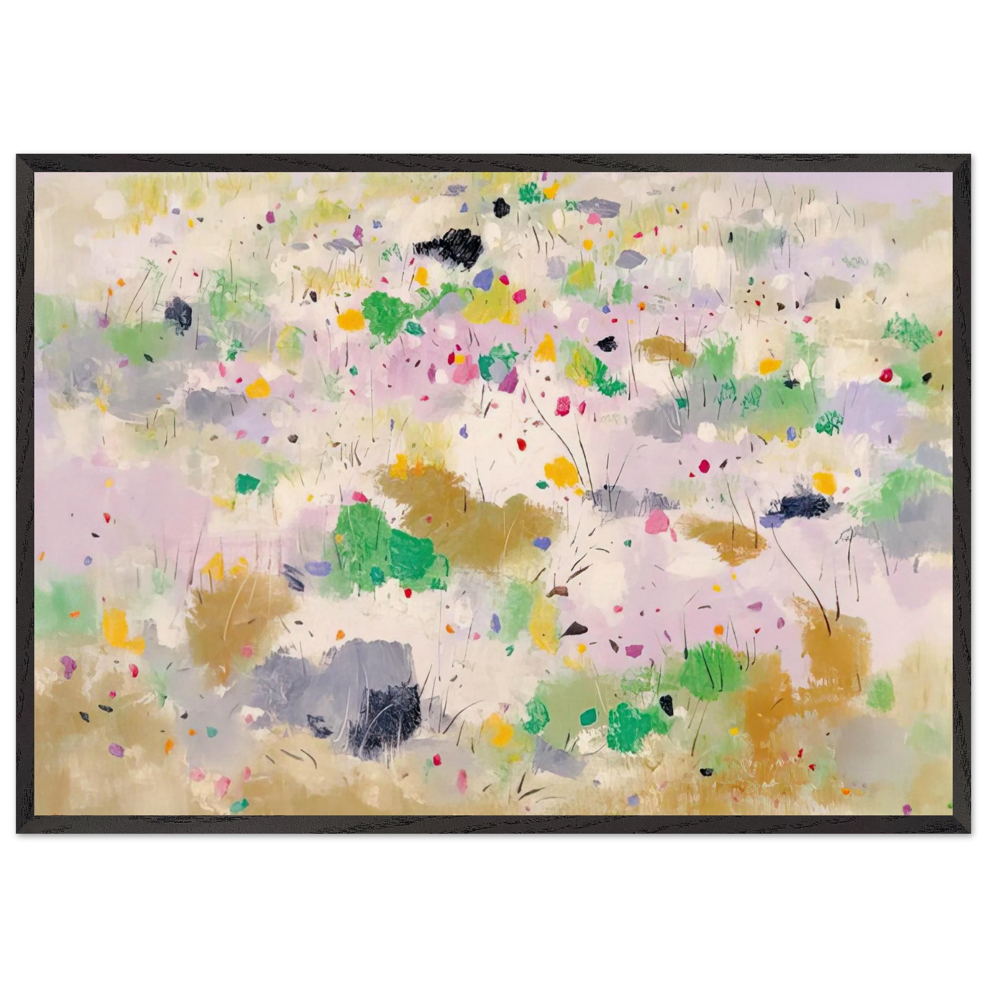 The Blooming Mountain - Abstract Expressionism Ink and wash painting - Wu Guanzhong Framed Art Print – Black Wooden Frame - Default Title - -Framed Art Print
