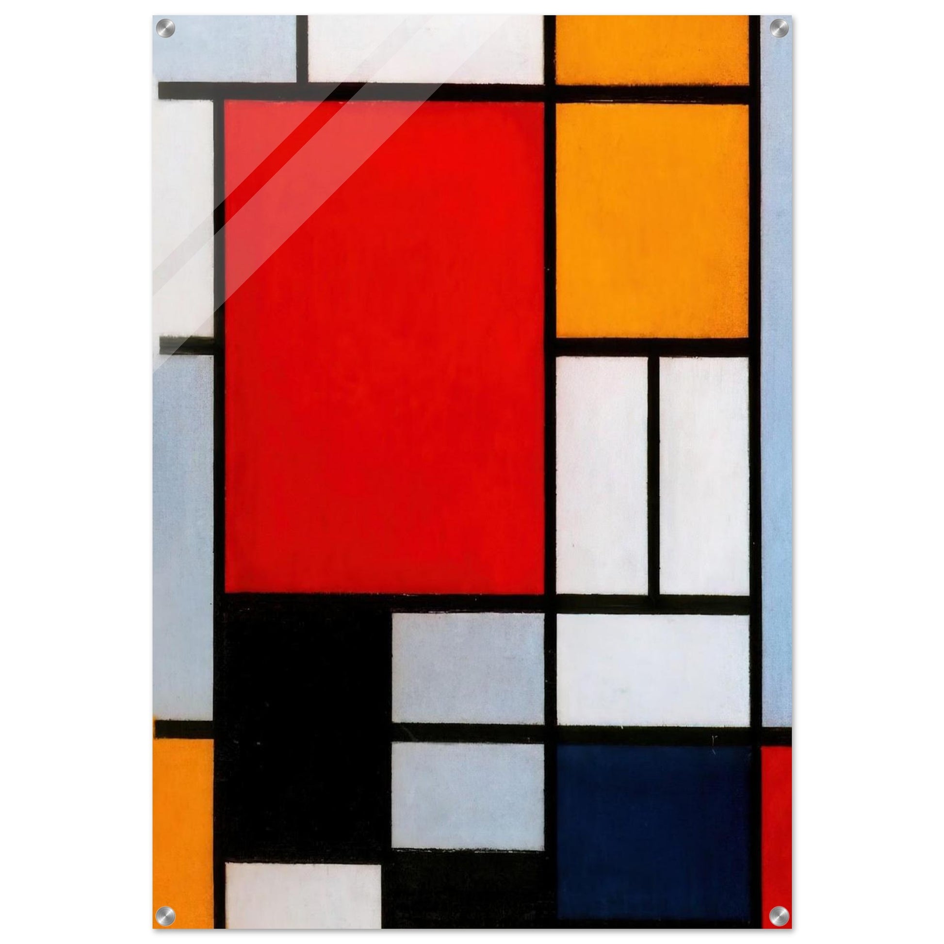 Composition with Large Red Plane, Yellow, Black, Gray and Blue - Piet Mondrian Acrylic Print - 70x100 cm / 28x40″ inches