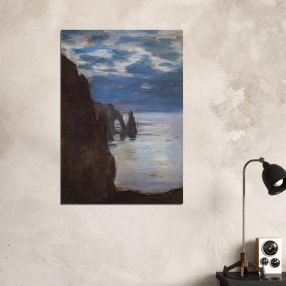 Etretat, the Needle Rock and Porte d'Aval - claude monet Brushed Aluminum Print - 70x100 cm / 28x40 inches | claude monet Aluminum Print | claude monet Prints