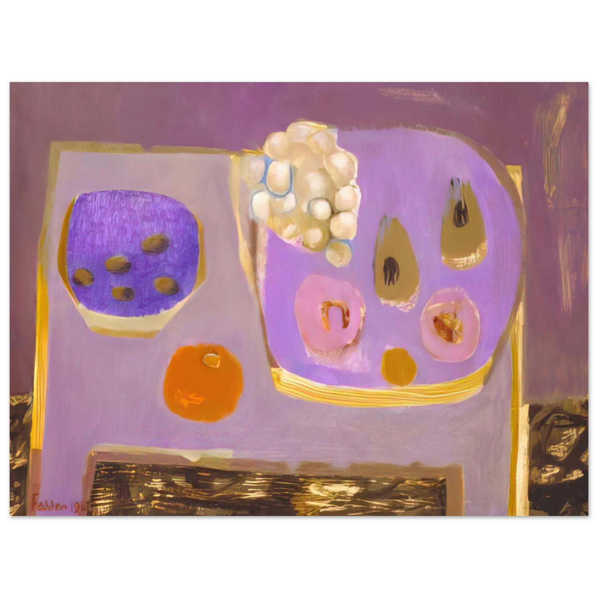 Mary Fedden - Mauve Still Life - 1968 Fine Art Poster - Default Title