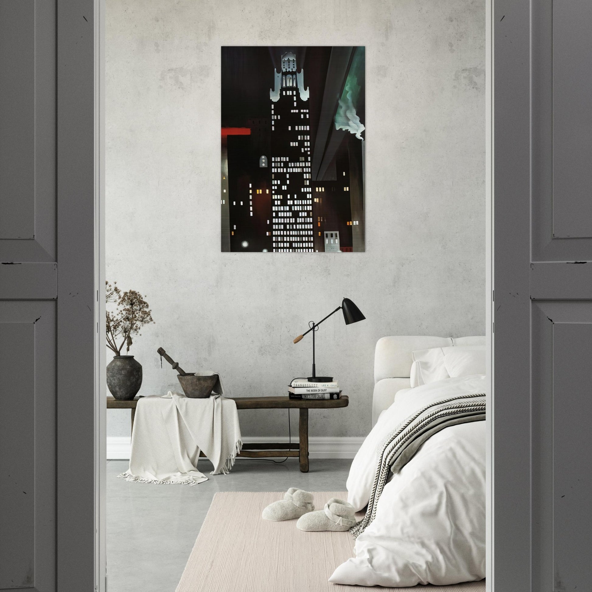 Radiator Building - Night, New York - Georgia O'Keeffe Brushed Aluminum Print - 70x100 cm / 28x40 inches | Georgia O'Keeffe Aluminum Print | Georgia O'Keeffe Prints