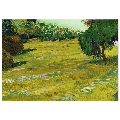 Garden with Weeping Willow - Vincent van Gogh Brushed Aluminum Print - 70x100 cm / 28x40 inches | Vincent van Gogh Aluminum Print | Vincent van Gogh Prints