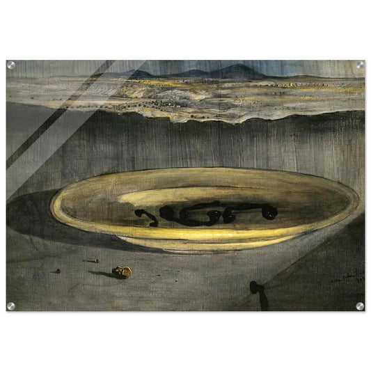LANDSCAPE WITH TELEPHONES ON A PLATE - Salvador Dali Acrylic Print - 70x100 cm / 28x40″ inches