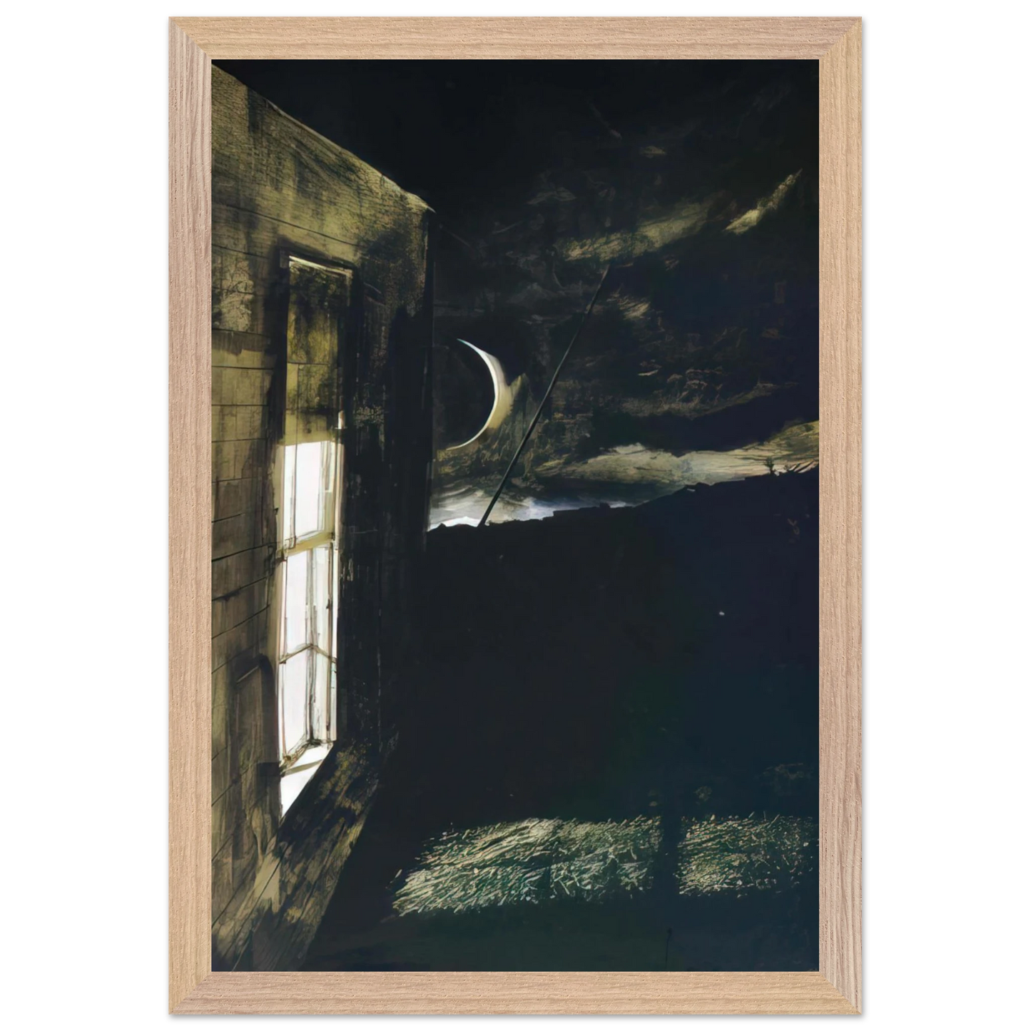 Andrew Wyeth - CRESCENT MOON Wall Art - 30x40 cm / 12x16 inches - Premium Wooden Framed Poster With Fine Art Paper - Wood frame