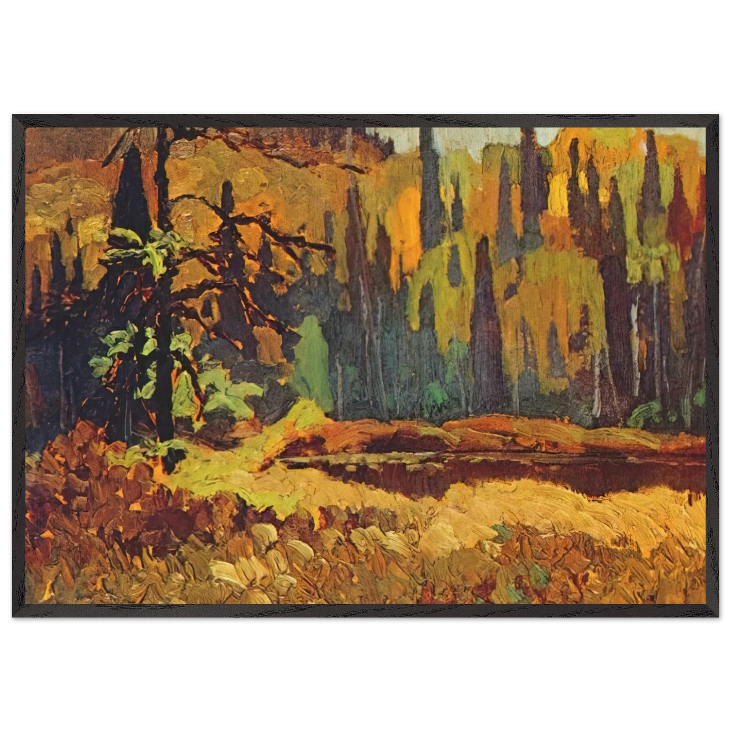 Moose Pond - 1918 - Frank Johnston Framed Art Print – Black Wooden Frame - Default Title - -Framed Art Print