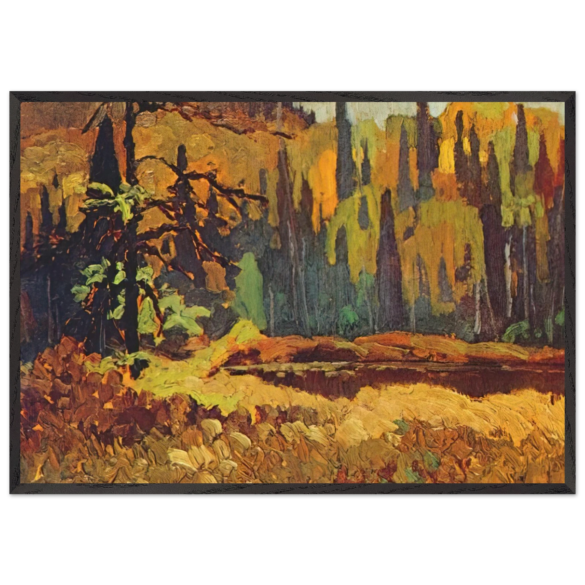 Moose Pond - 1918 - Frank Johnston Framed Art Print – Black Wooden Frame - Default Title - -Framed Art Print