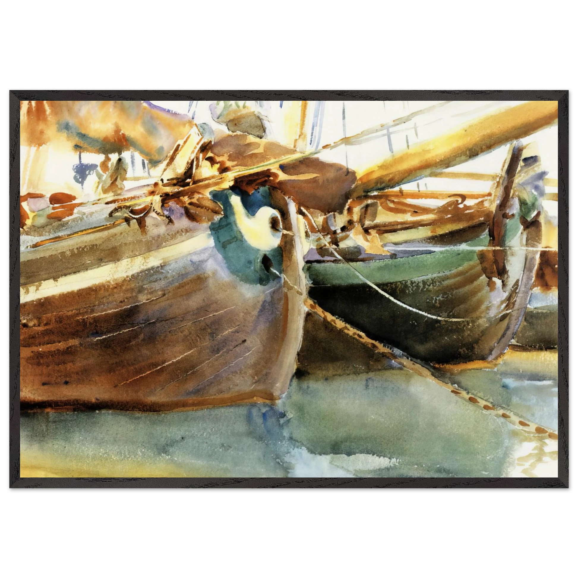 Boats Venice - John Singer Sargent Framed Art Print – Black Wooden Frame - Default Title - -Framed Art Print