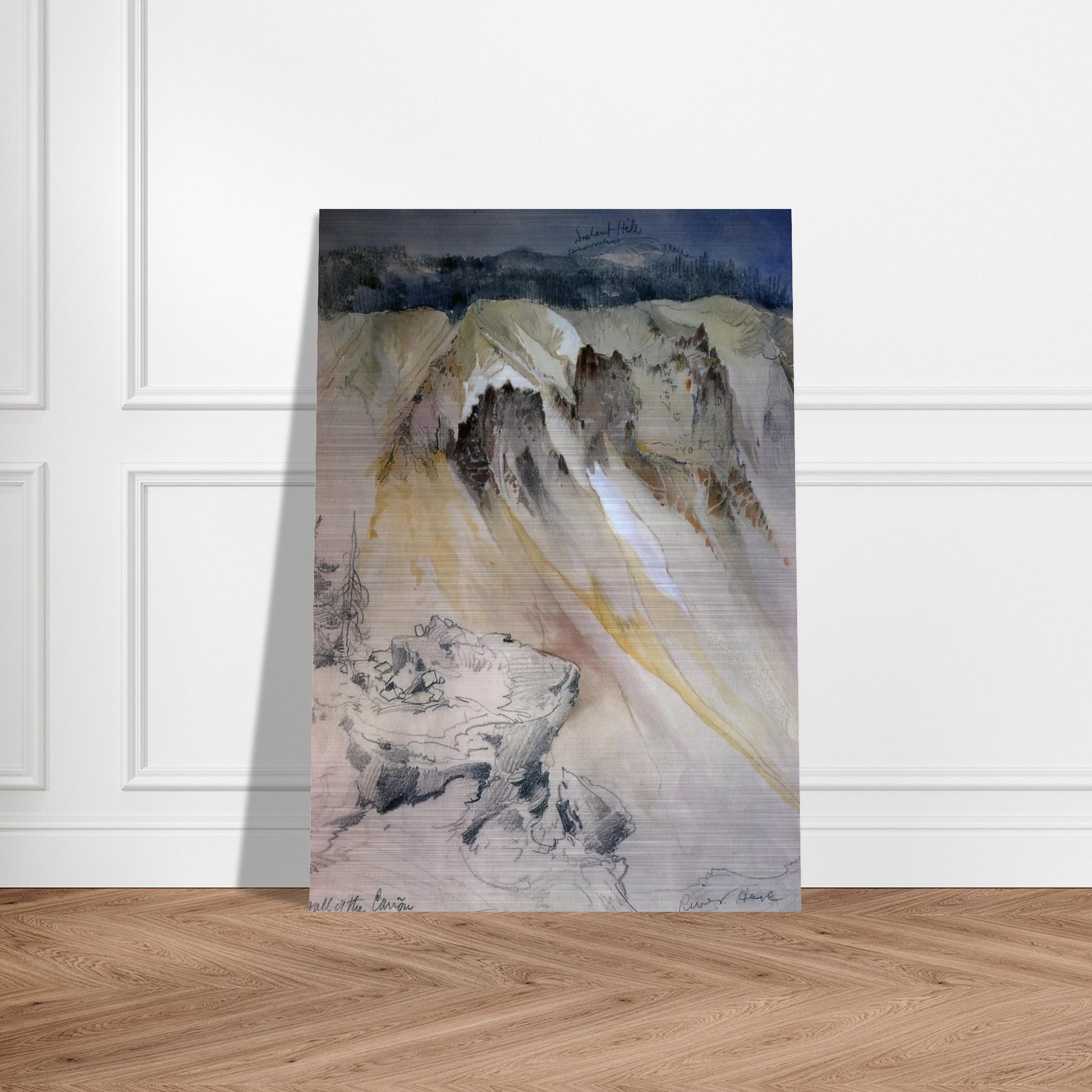 East wall of the canyon from Inspiration Point - Thomas Moran Brushed Aluminum Print - 70x100 cm / 28x40 inches | Thomas Moran Aluminum Print | Thomas Moran Prints