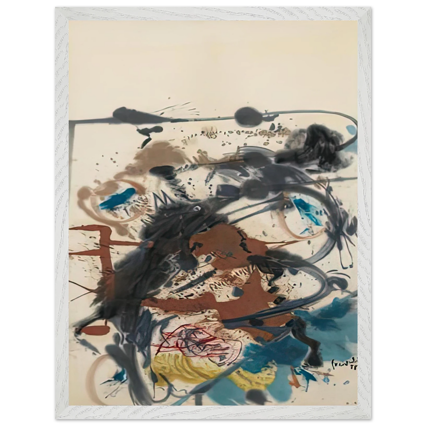 Helen Frankenthaler - Winter Hunt, 1958- Wall Art - 60x80 cm / 24x32 inches - Premium Wooden Framed Poster With Fine Art Paper - Wood frame