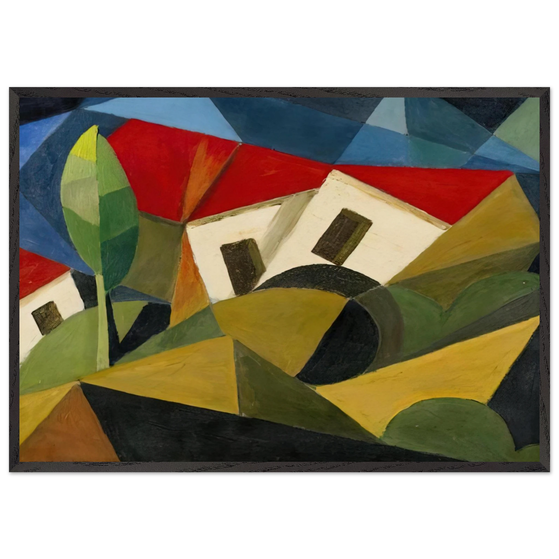 LANDSCAPE 1918 N2 - Enrico Prampolini 70x100 cm / 28x40 inches Framed Art Print – Black Wooden Frame