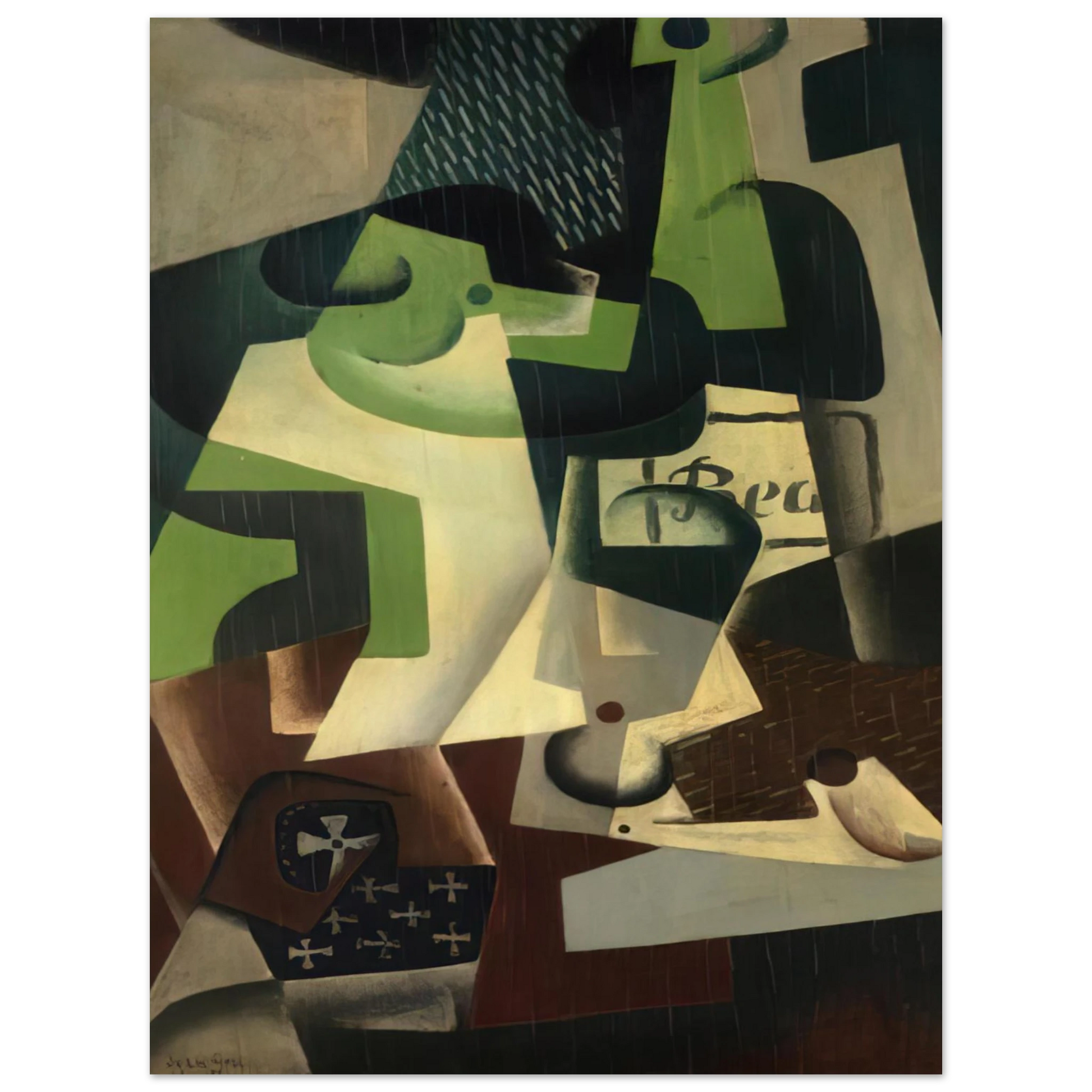 Juan Gris - BOTTLE OF BEAUNE AND A FRUIT DISH 1917 Fine Art Poster - Default Title