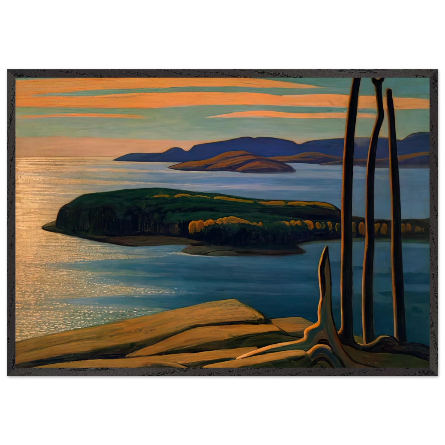 Afternoon Sun Lake Superior - 1924 - Lawren Harris Framed Art Print – Black Wooden Frame - Default Title - -Framed Art Print