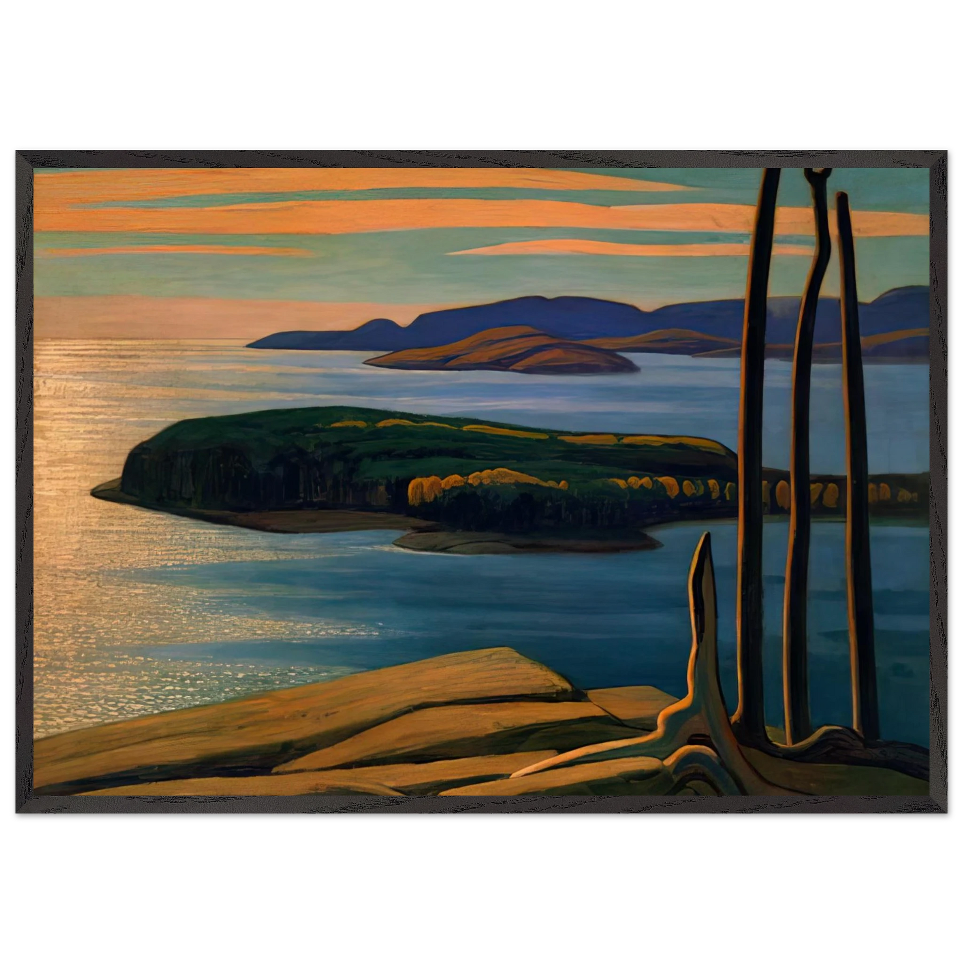 Afternoon Sun Lake Superior - 1924 - Lawren Harris Framed Art Print – Black Wooden Frame - Default Title - -Framed Art Print