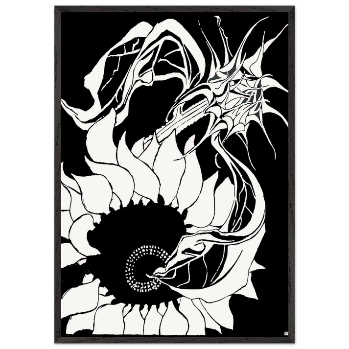 SUNFLOWERS N2 - MC Escher 70x100 cm / 28x40 inches Framed Art Print – Black Wooden Frame | Maurits Cornelis Escher Prints