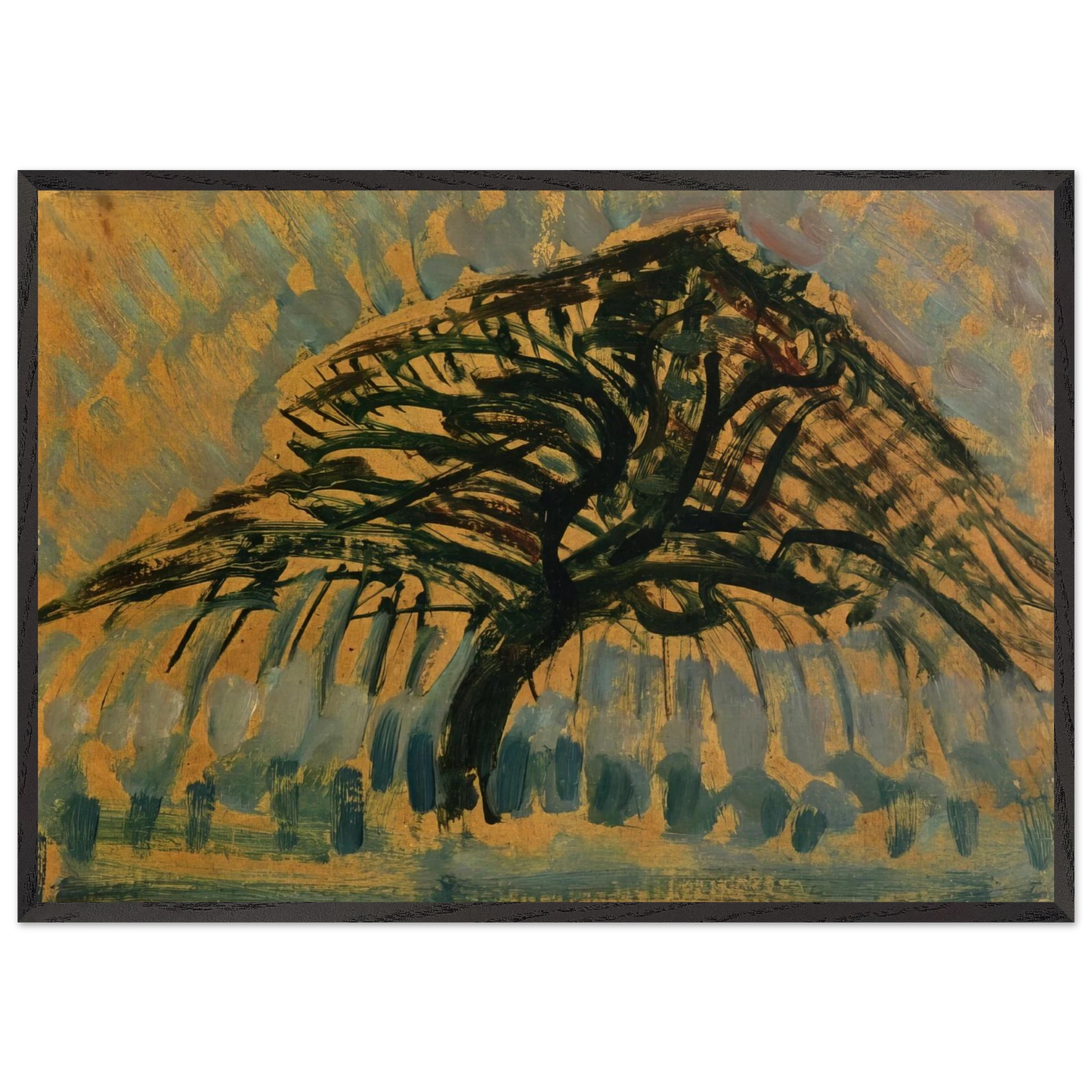 Study for Blue Apple Tree Series - Piet Mondrian Framed Art Print – Black Wooden Frame - Default Title - -Framed Art Print