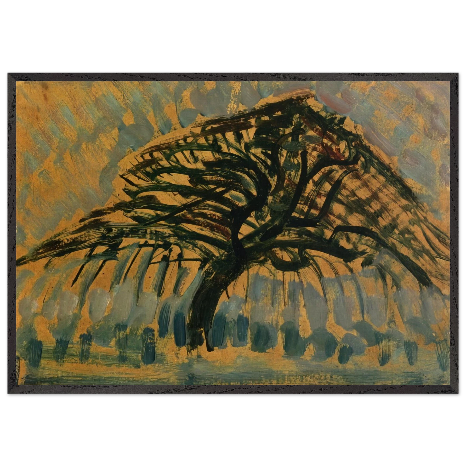 Study for Blue Apple Tree Series - Piet Mondrian Framed Art Print – Black Wooden Frame - Default Title - -Framed Art Print