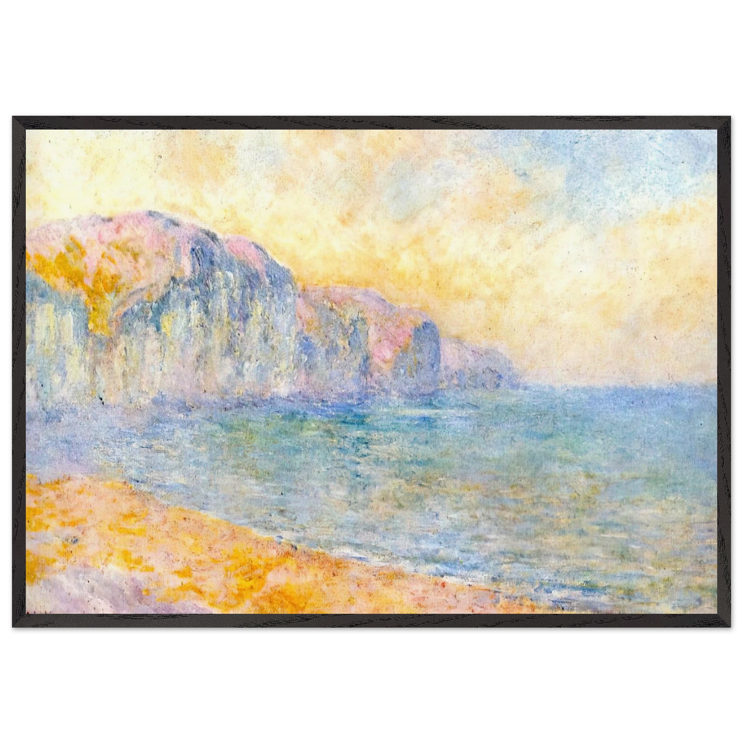 Cliffs at Pourville Morning - claude monet Framed Art Print – Black Wooden Frame - Default Title - -Framed Art Print