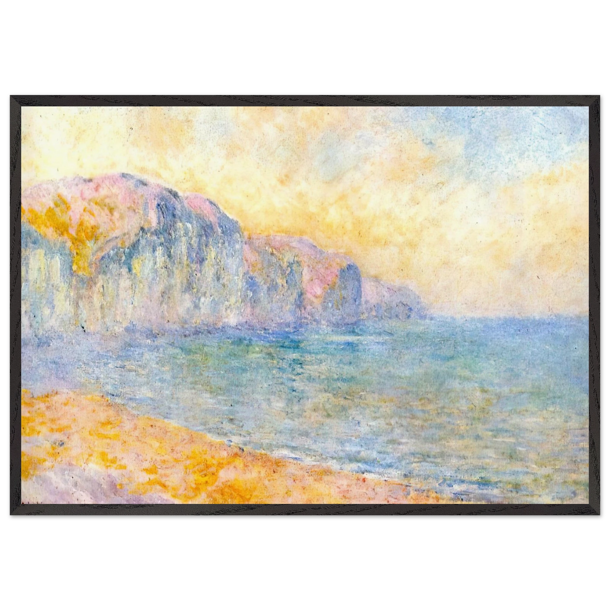 Cliffs at Pourville Morning - claude monet Framed Art Print – Black Wooden Frame - Default Title - -Framed Art Print
