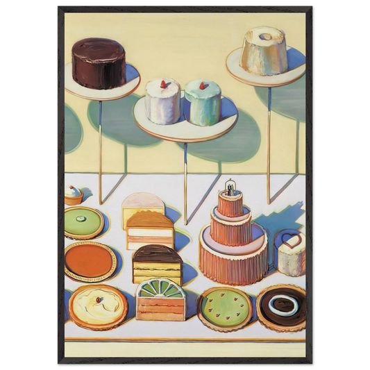 Cakes and Pies - 1995 - Wayne Thiebaud Framed Art Print – Black Wooden Frame - Default Title - -Framed Art Print