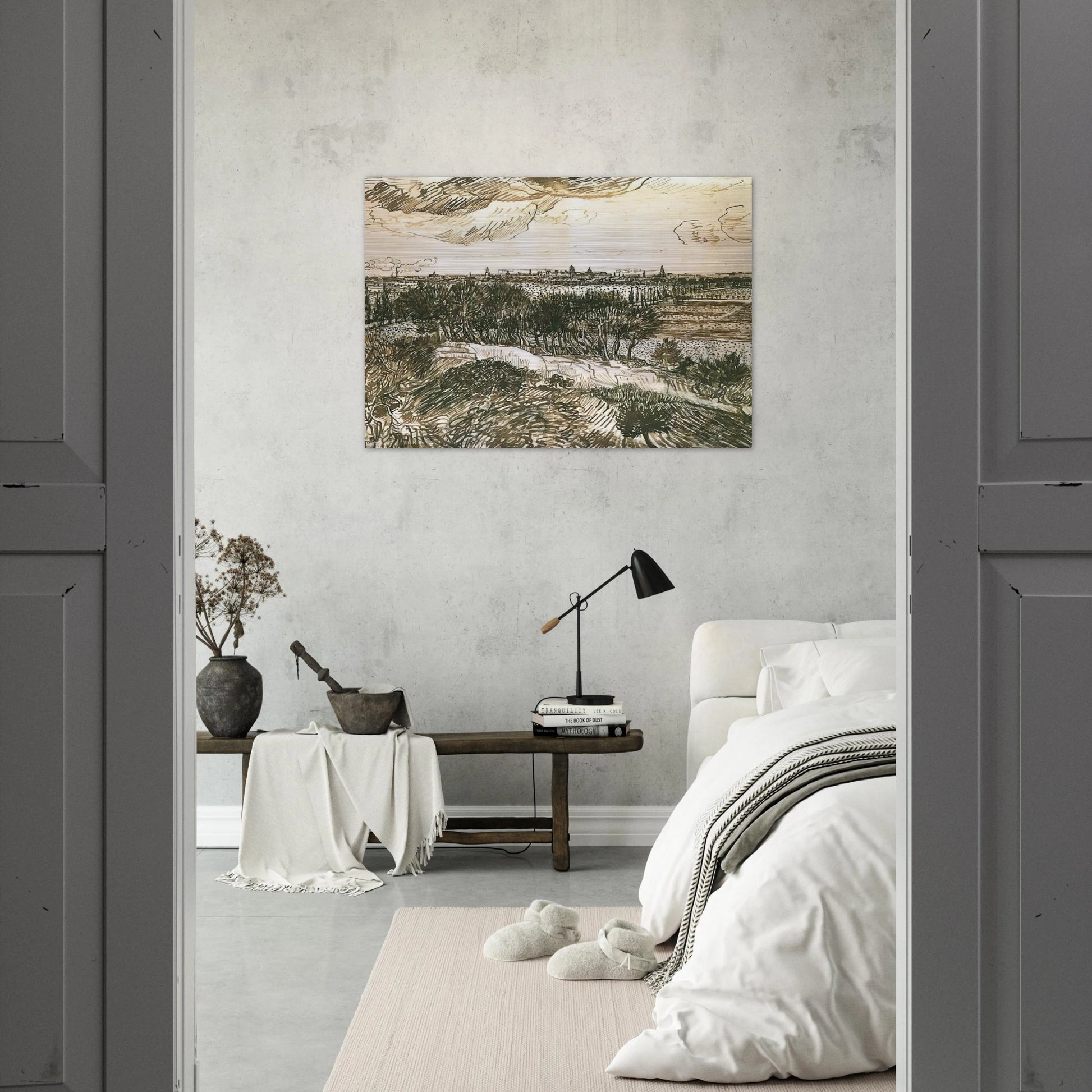 View of Arles from a Hill - Vincent van Gogh Brushed Aluminum Print - 70x100 cm / 28x40 inches | Vincent van Gogh Aluminum Print | Vincent van Gogh Prints