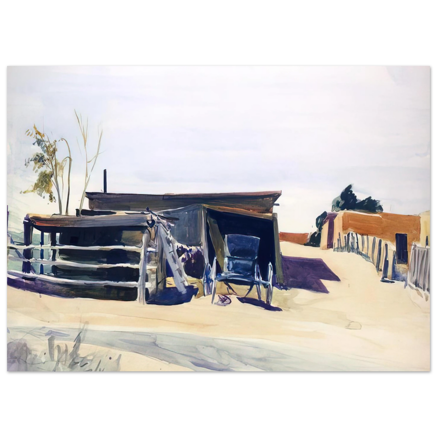 Edward Hopper - Adobes and Shed, New Mexico Fine Art Poster - 75x100 cm / 30x40 inches
