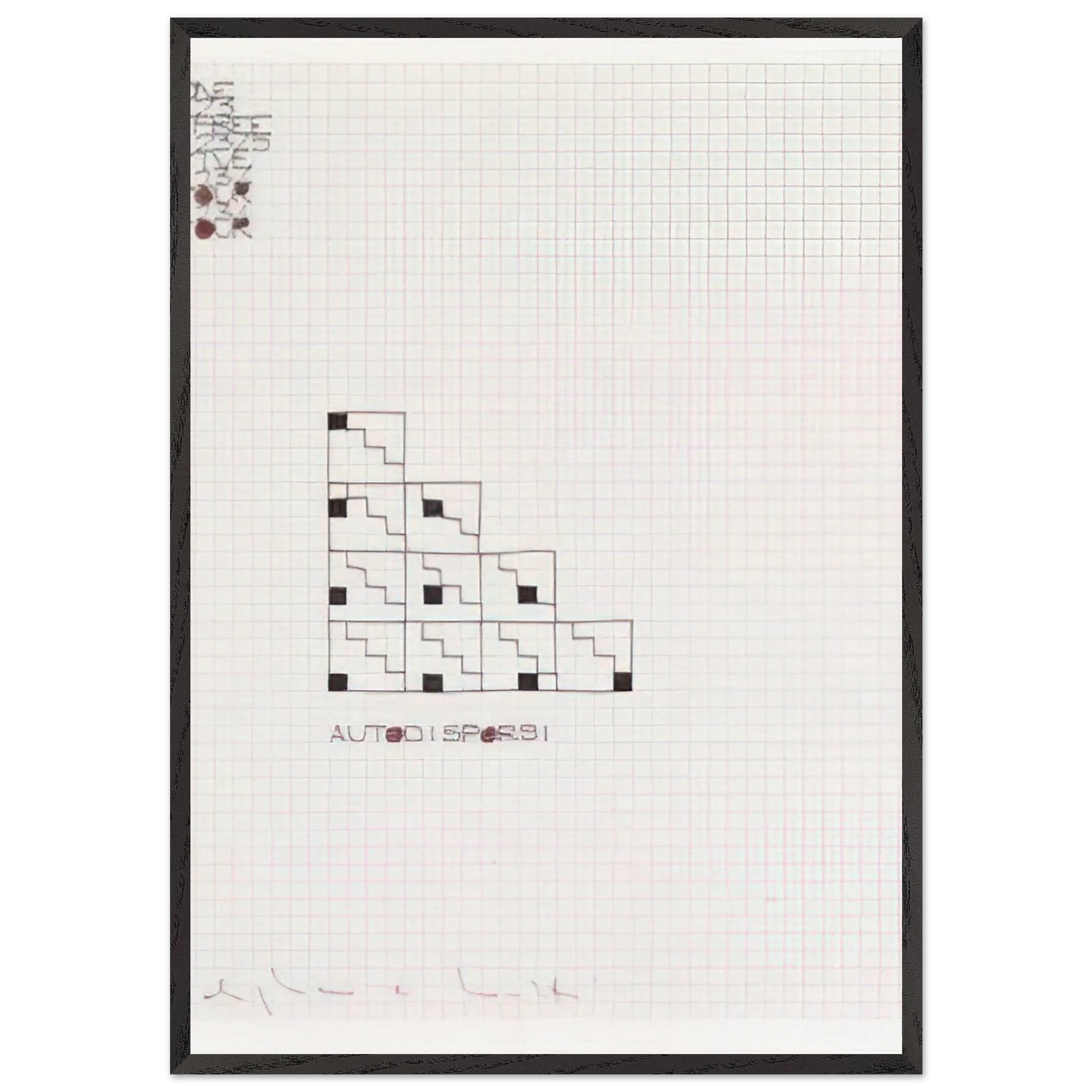 AUTODISPORSI 1975 - Alighiero Boetti Framed Art Print – Black Wooden Frame - Default Title - -Framed Art Print