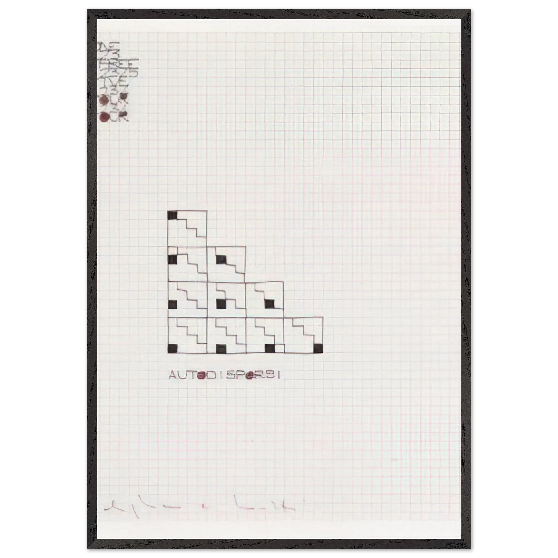 AUTODISPORSI 1975 - Alighiero Boetti Framed Art Print – Black Wooden Frame - Default Title - -Framed Art Print