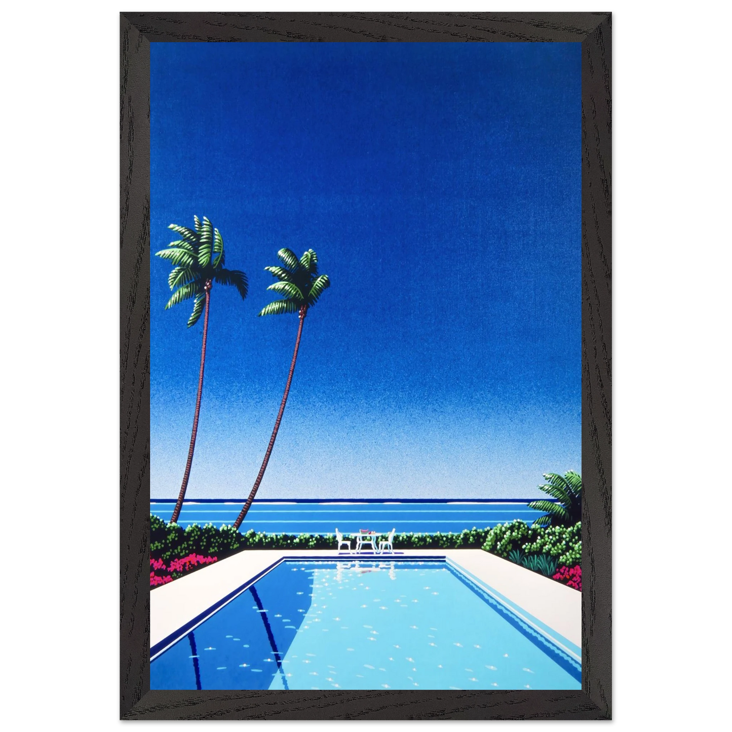 Hiroshi Nagai - Watermelon Pool Wall Art - 30x40 cm / 12x16 inches - Premium Wooden Framed Poster With Fine Art Paper - Black frame