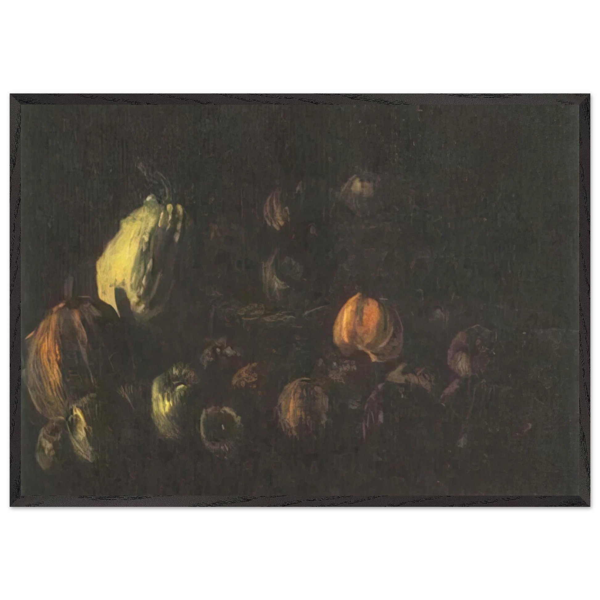 Still life with a basket of apples and two pumpkins - Vincent van Gogh Framed Art Print – Black Wooden Frame - Default Title - -Framed Art Print