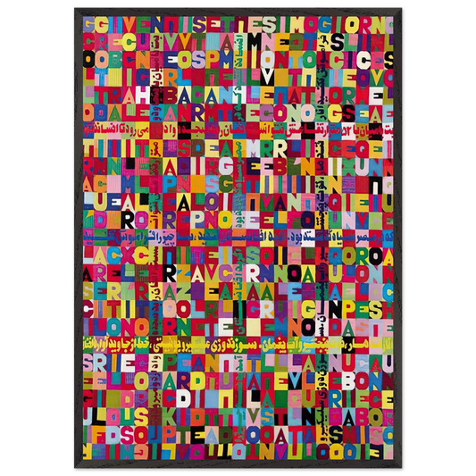 OGGI VENISETESIMO GIORNO UNDICESIMO MESE ANNO MILLENOVEIOOO ANTOTO ALIGHIERO E BOETTI ALLAMATO - Alighiero Boetti Framed Art Print – Black Wooden Frame - Default Title - -Framed Art Print