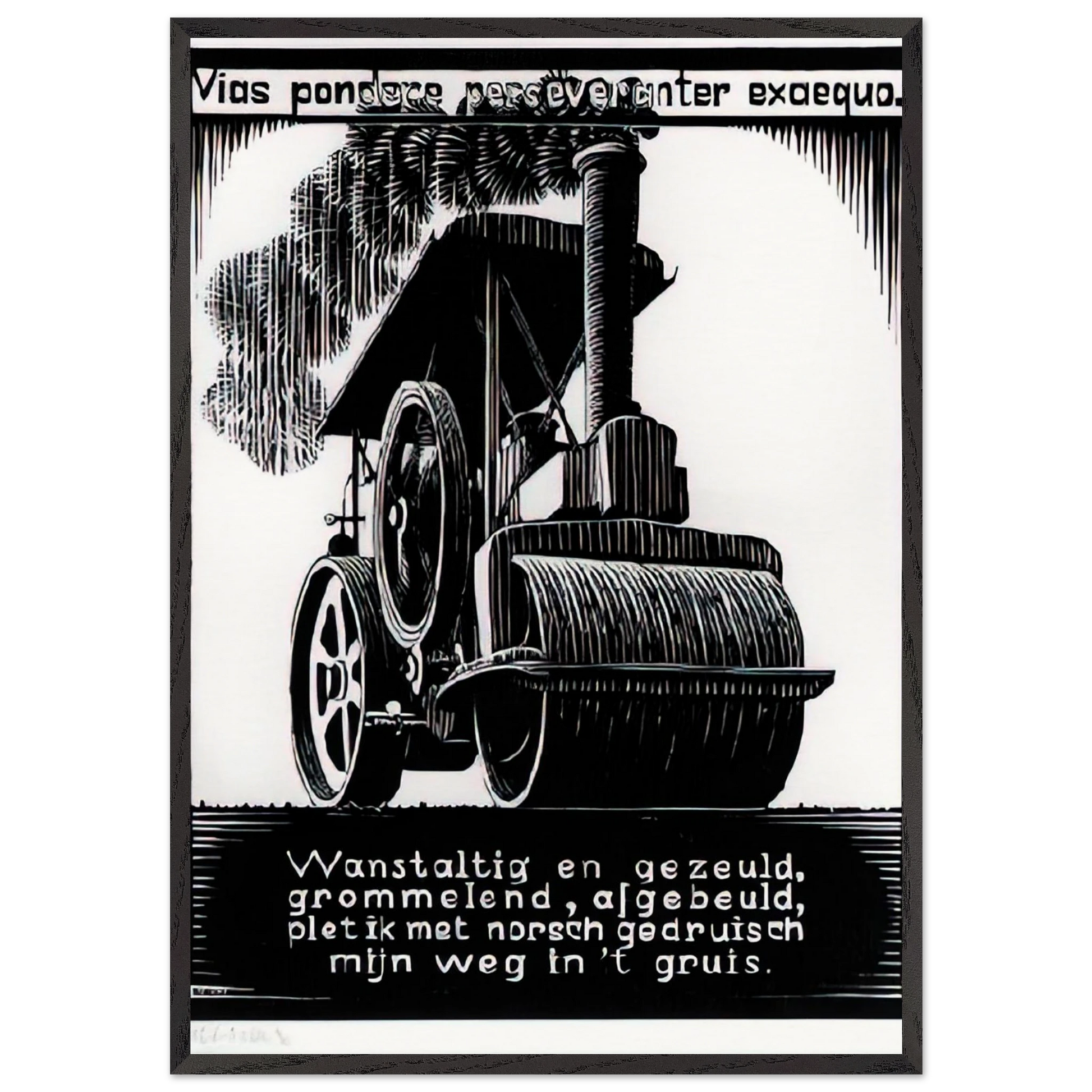 EMBLEMATA STEAMROLLER - MC Escher Framed Art Print – Black Wooden Frame - Default Title - -Framed Art Print