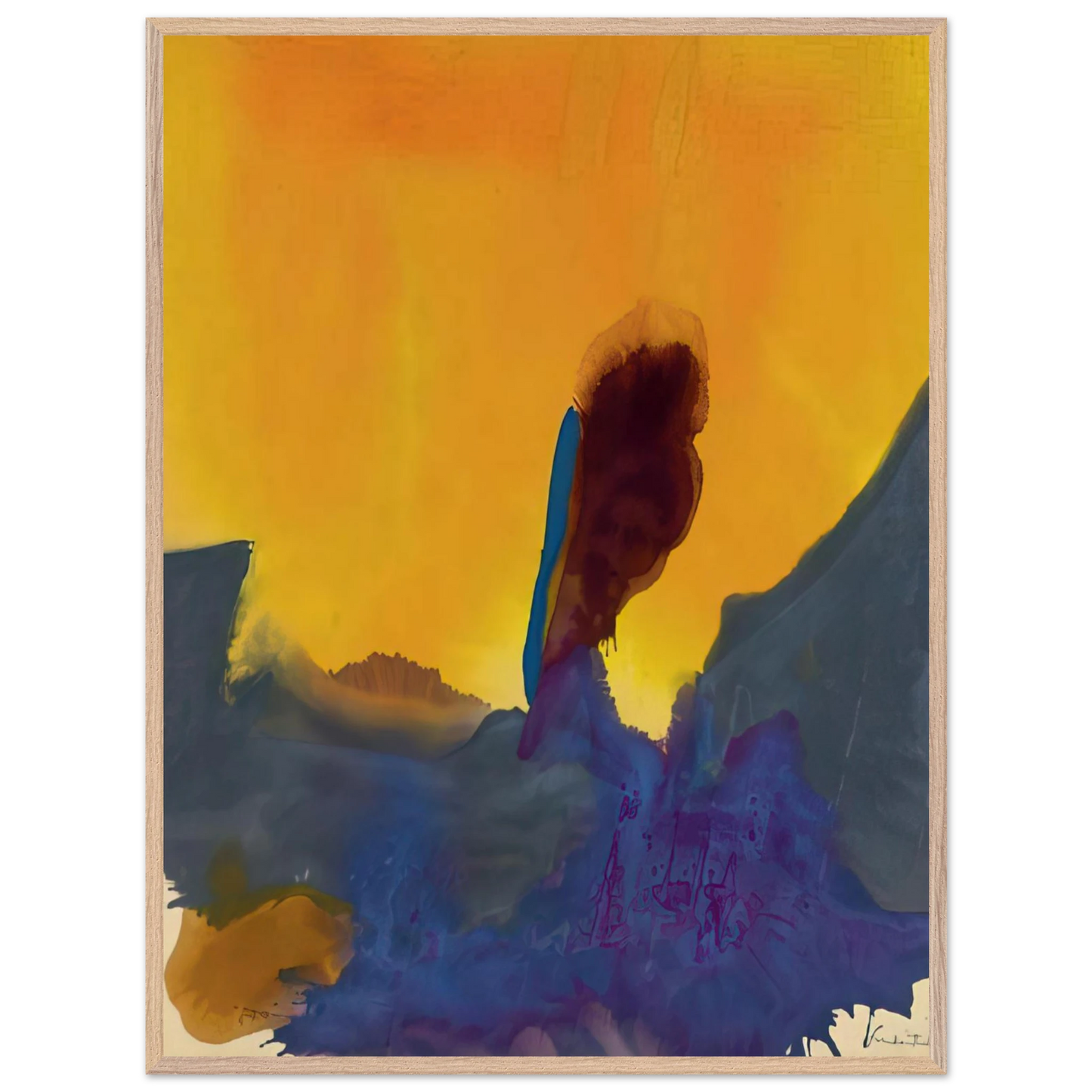 Helen Frankenthaler - Glow II - 1968 Wall art - 30x45 cm / 12x18 inches - Premium Wooden Framed Poster With Fine Art Paper - Wood frame