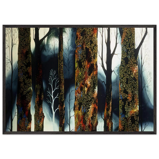 Jewel Trees - Eyvind Earle Framed Art Print – Black Wooden Frame - Default Title - -Framed Art Print