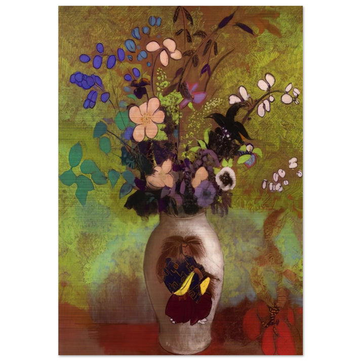 VASE WITH JAPANESE WARRIOR 1905 - Odilon Redon Brushed Aluminum Print - 70x100 cm / 28x40 inches | Odilon Redon Aluminum Print | Odilon Redon Prints
