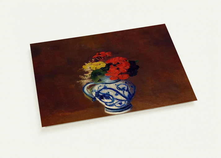 GERANIUMS AND OTHER FLOWERS IN A STONEWARE VASE By Odilon Redon Pack of 10 Post Cards | Odilon Redon Post Cards | A6 (10.5 x 14.8 cm) - 4.1 x 5.8 inches