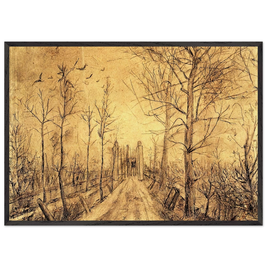 Driveway - Vincent van Gogh 70x100 cm / 28x40 inches Framed Art Print – Black Wooden Frame