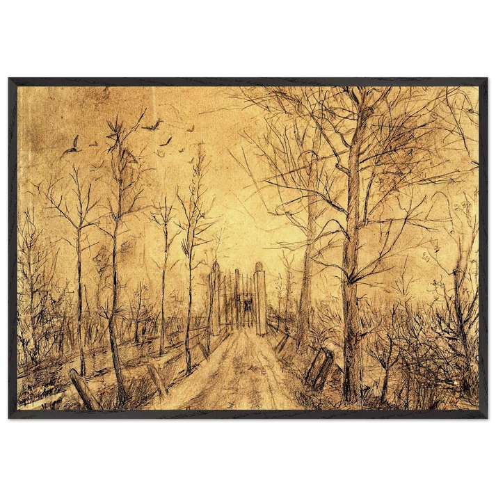 Driveway - Vincent van Gogh 70x100 cm / 28x40 inches Framed Art Print – Black Wooden Frame